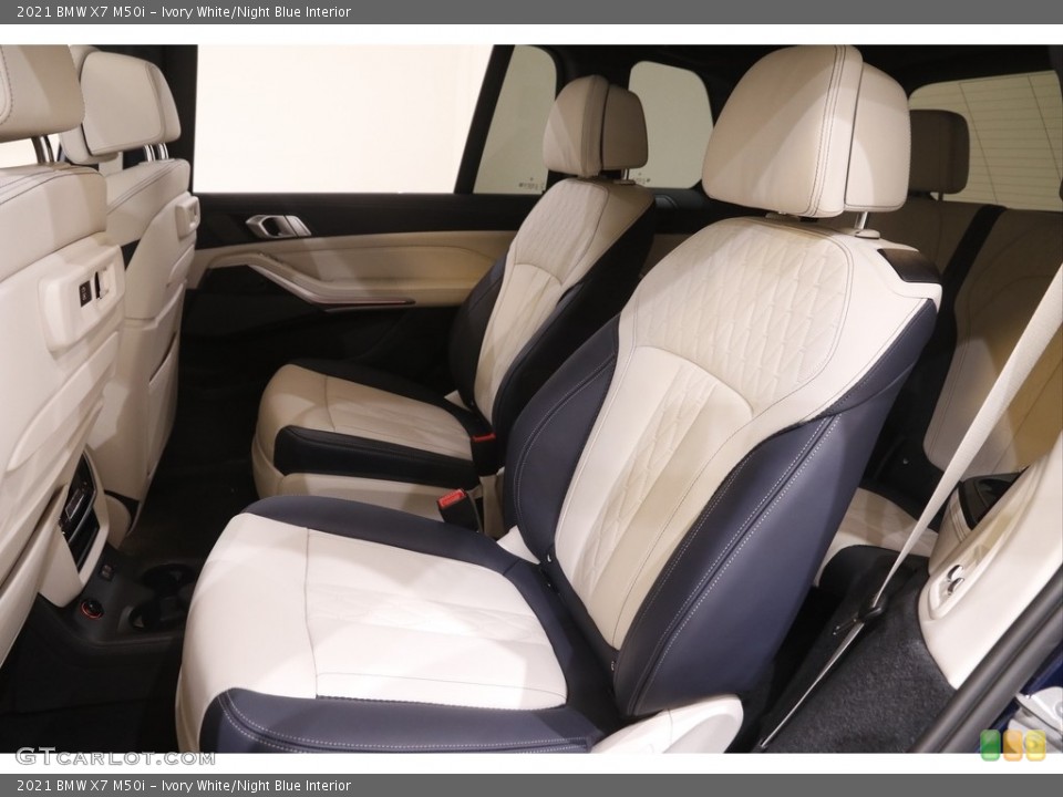 Ivory White/Night Blue Interior Rear Seat for the 2021 BMW X7 M50i #144654334