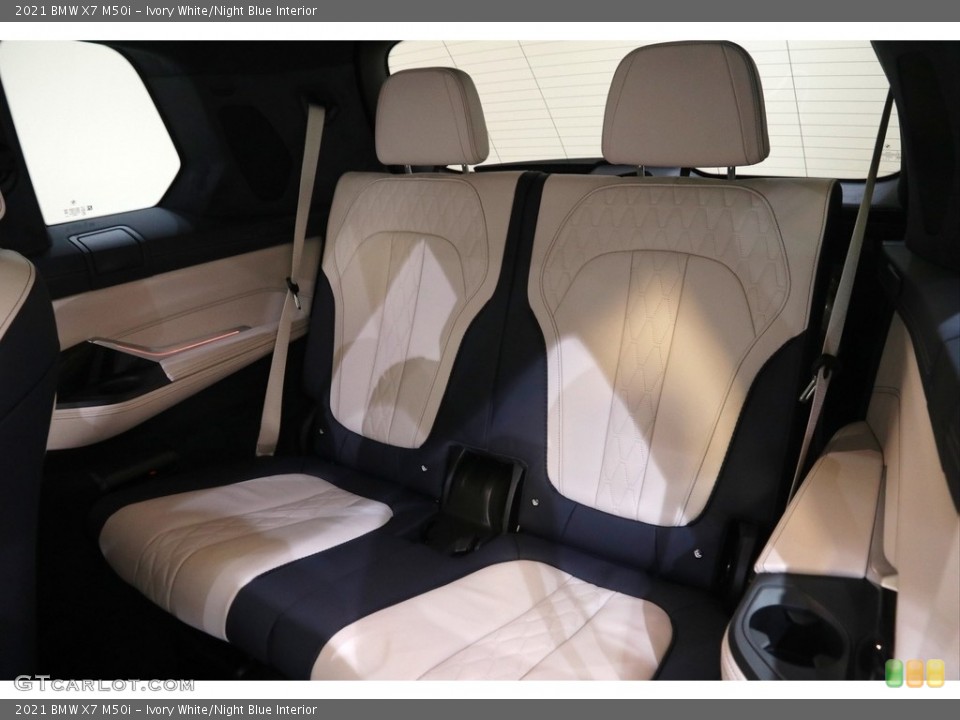 Ivory White/Night Blue Interior Rear Seat for the 2021 BMW X7 M50i #144654337