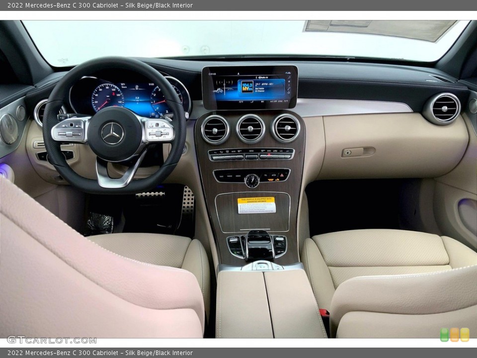 Silk Beige/Black Interior Dashboard for the 2022 Mercedes-Benz C 300 Cabriolet #144655394