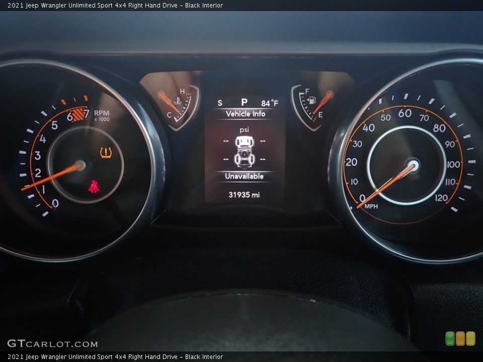 Black Interior Gauges for the 2021 Jeep Wrangler Unlimited Sport 4x4 Right Hand Drive #144680378