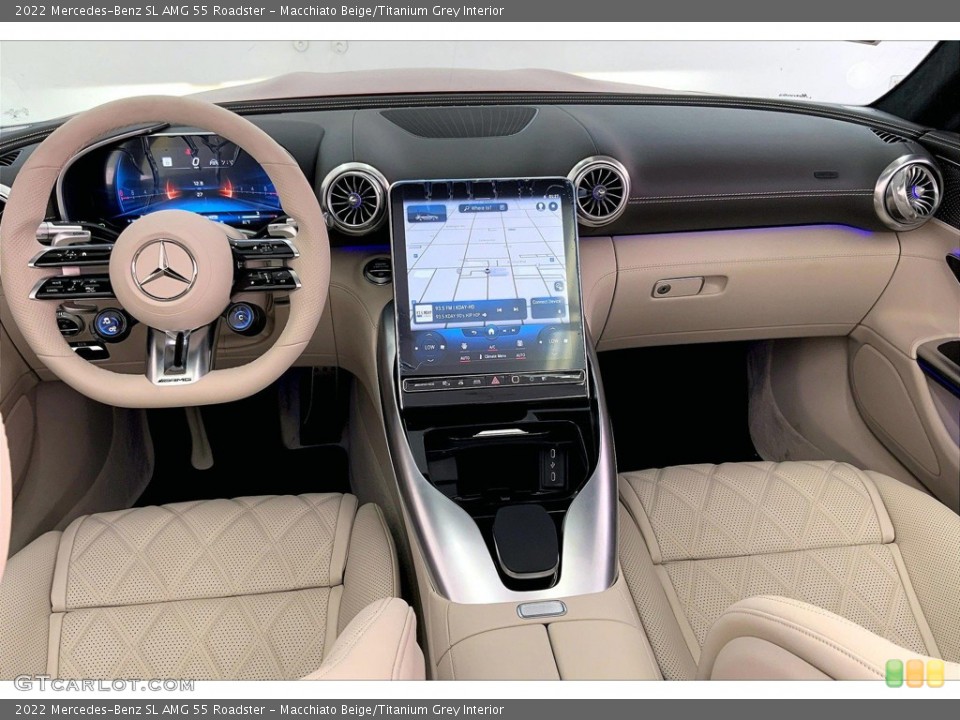 Macchiato Beige/Titanium Grey Interior Dashboard for the 2022 Mercedes-Benz SL AMG 55 Roadster #144693081