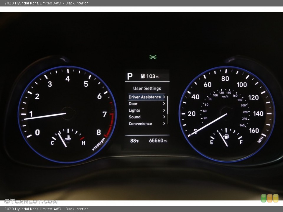 Black Interior Gauges for the 2020 Hyundai Kona Limited AWD #144697347