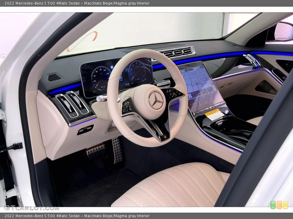Macchiato Beige/Magma gray Interior Photo for the 2022 Mercedes-Benz S 500 4Matic Sedan #144713437