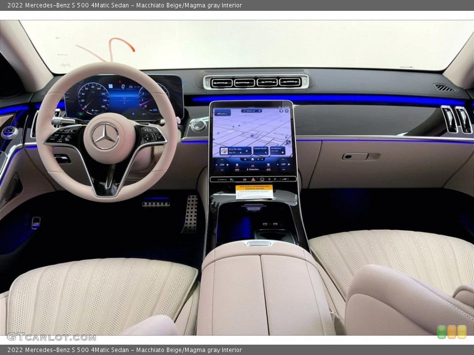 Macchiato Beige/Magma gray Interior Dashboard for the 2022 Mercedes-Benz S 500 4Matic Sedan #144713485