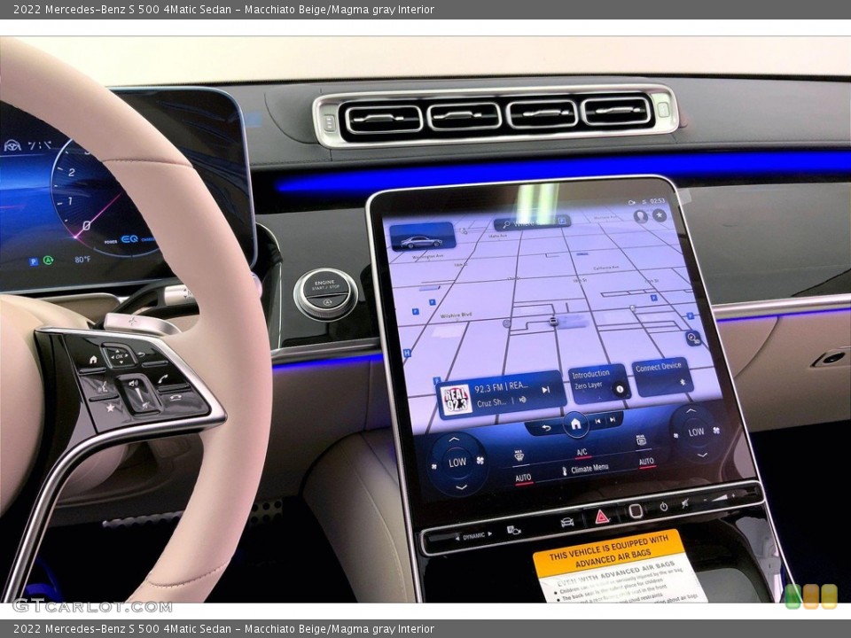 Macchiato Beige/Magma gray Interior Navigation for the 2022 Mercedes-Benz S 500 4Matic Sedan #144713509