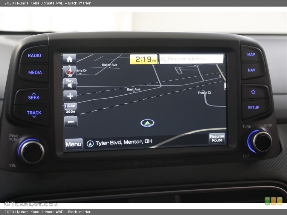 Black Interior Navigation for the 2020 Hyundai Kona Ultimate AWD #144720256