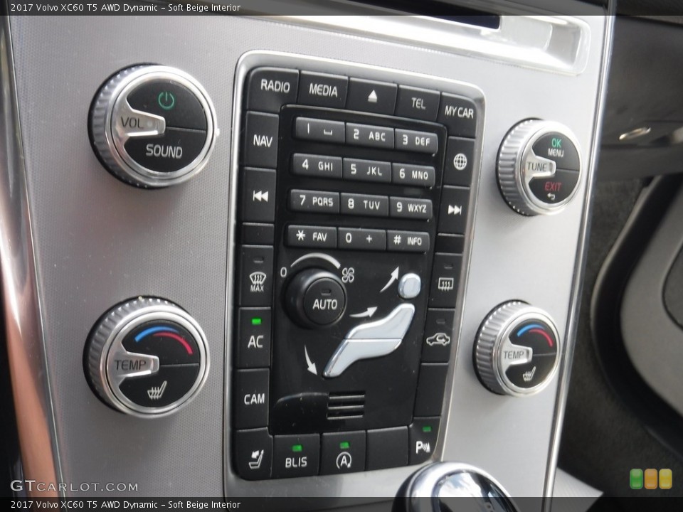 Soft Beige Interior Controls for the 2017 Volvo XC60 T5 AWD Dynamic #144786809