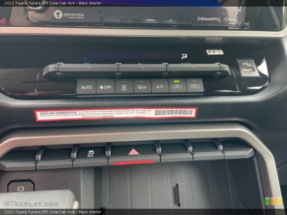 Black Interior Controls for the 2022 Toyota Tundra SR5 Crew Cab 4x4 #144848203