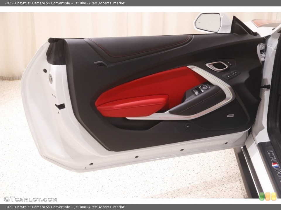 Jet Black/Red Accents Interior Door Panel for the 2022 Chevrolet Camaro SS Convertible #144859143
