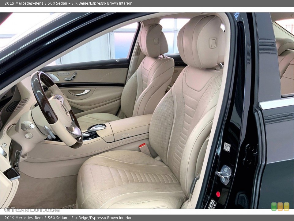 Silk Beige/Espresso Brown Interior Front Seat for the 2019 Mercedes-Benz S 560 Sedan #144863479