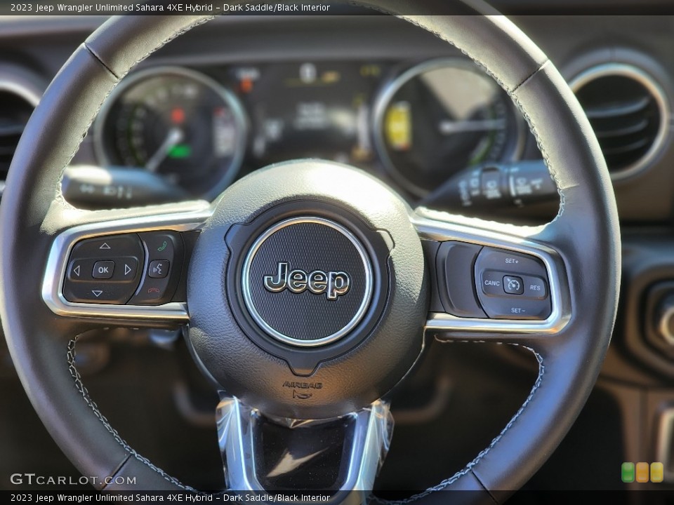 Dark Saddle/Black Interior Steering Wheel for the 2023 Jeep Wrangler Unlimited Sahara 4XE Hybrid #144868477