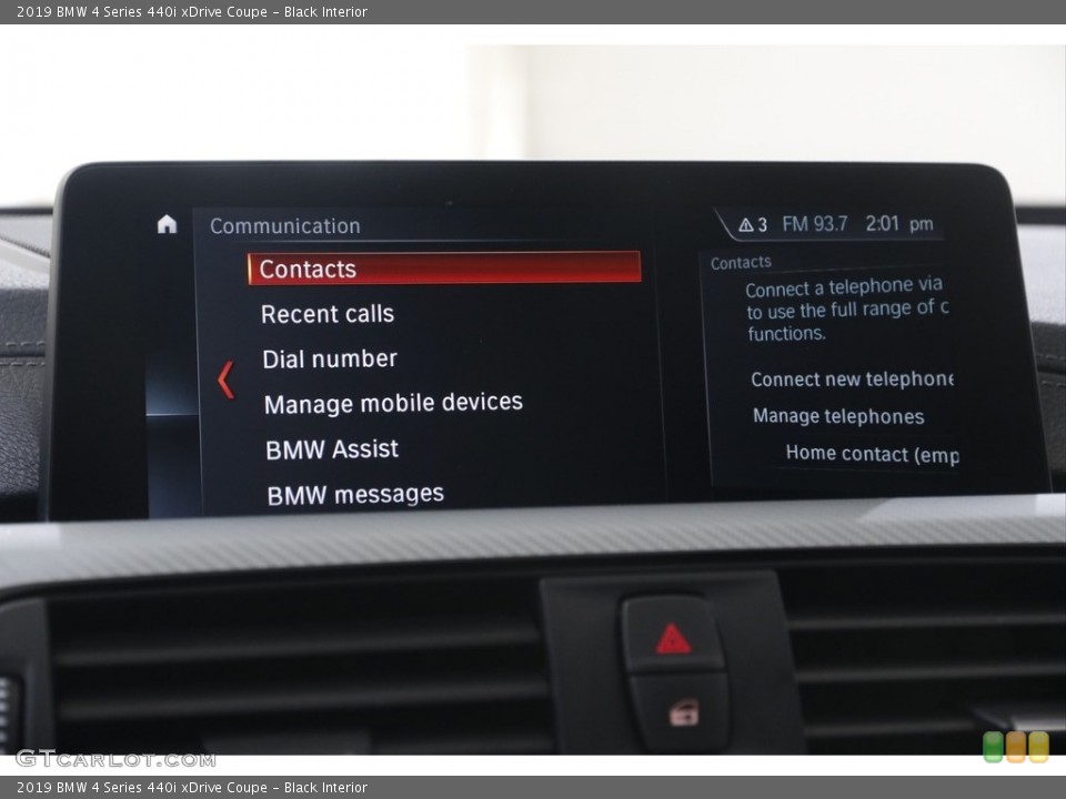 Black Interior Controls for the 2019 BMW 4 Series 440i xDrive Coupe #144892750