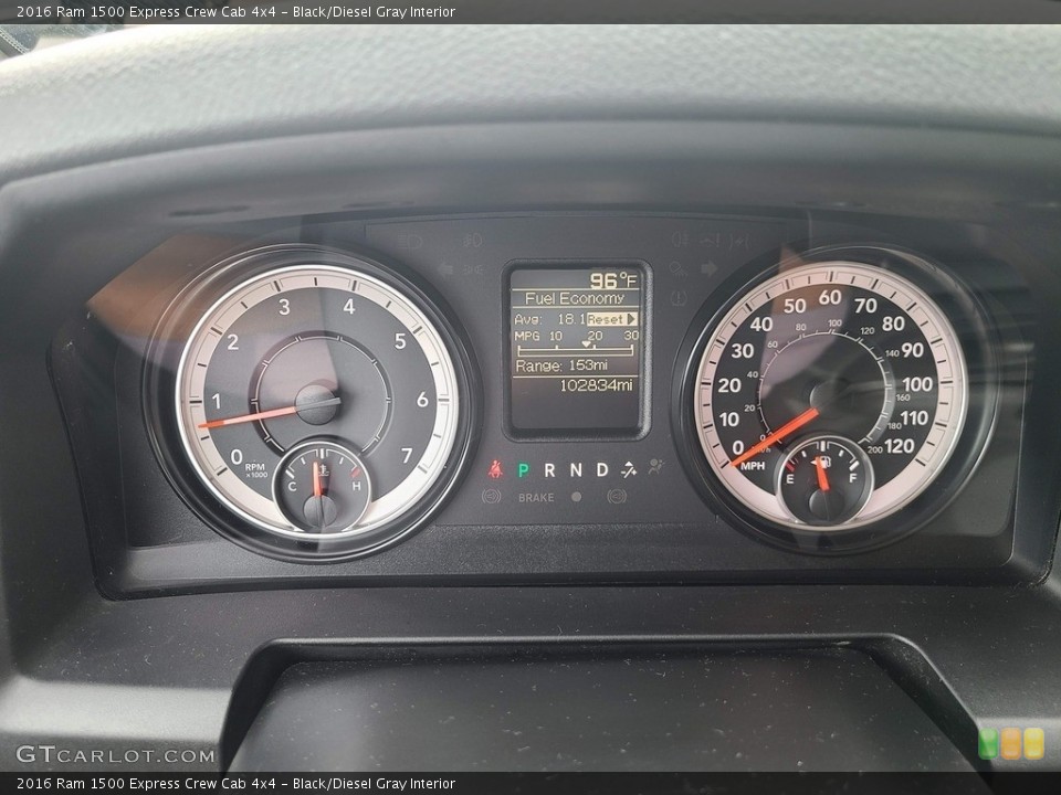 Black/Diesel Gray Interior Gauges for the 2016 Ram 1500 Express Crew Cab 4x4 #144906702