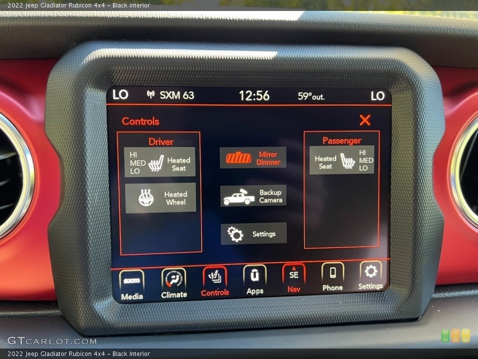 Black Interior Controls for the 2022 Jeep Gladiator Rubicon 4x4 #144977188