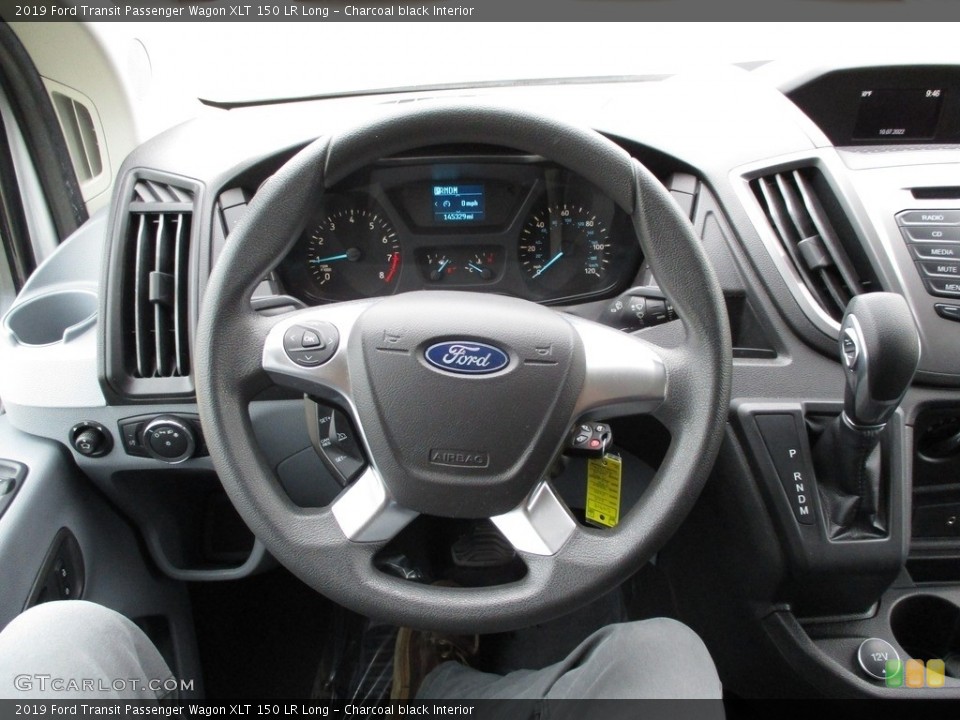 Charcoal black Interior Steering Wheel for the 2019 Ford Transit Passenger Wagon XLT 150 LR Long #144996828