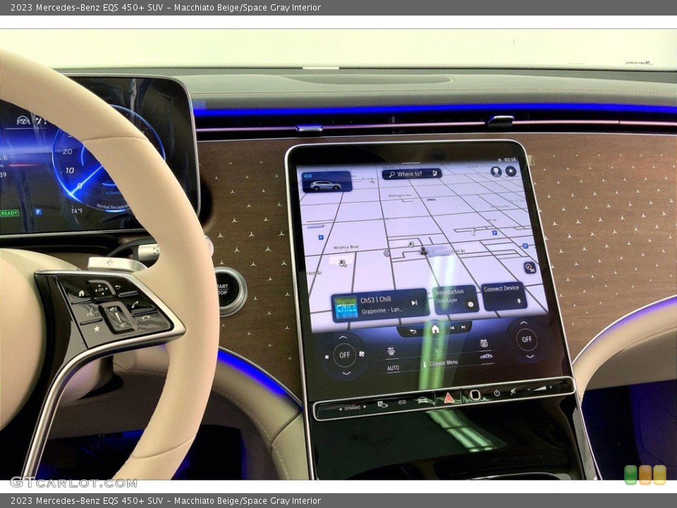 Macchiato Beige/Space Gray Interior Navigation for the 2023 Mercedes-Benz EQS 450+ SUV #145014244