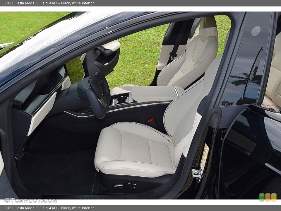Black/White Interior Front Seat for the 2021 Tesla Model S Plaid AWD #145023099