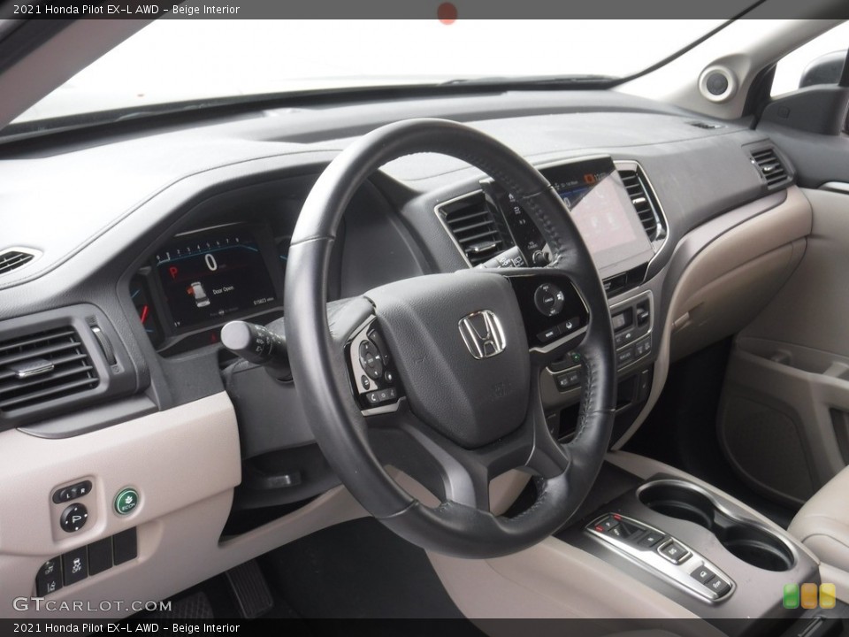 Beige Interior Dashboard for the 2021 Honda Pilot EX-L AWD #145034176