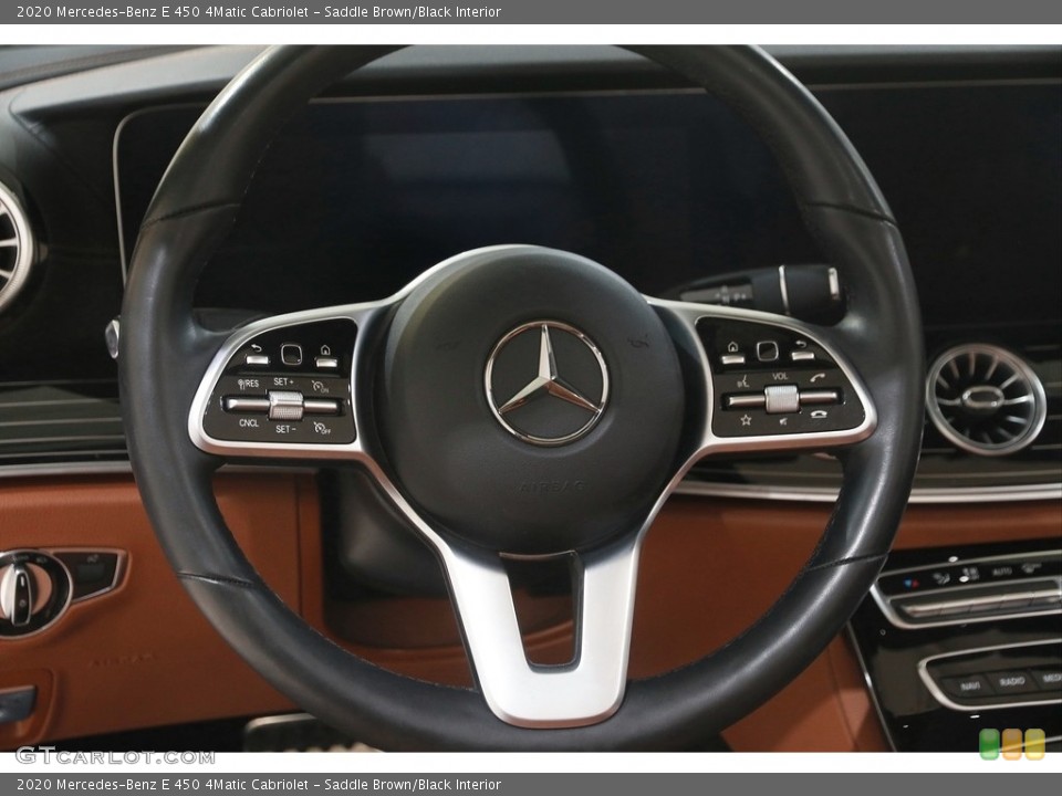 Saddle Brown/Black Interior Steering Wheel for the 2020 Mercedes-Benz E 450 4Matic Cabriolet #145078439