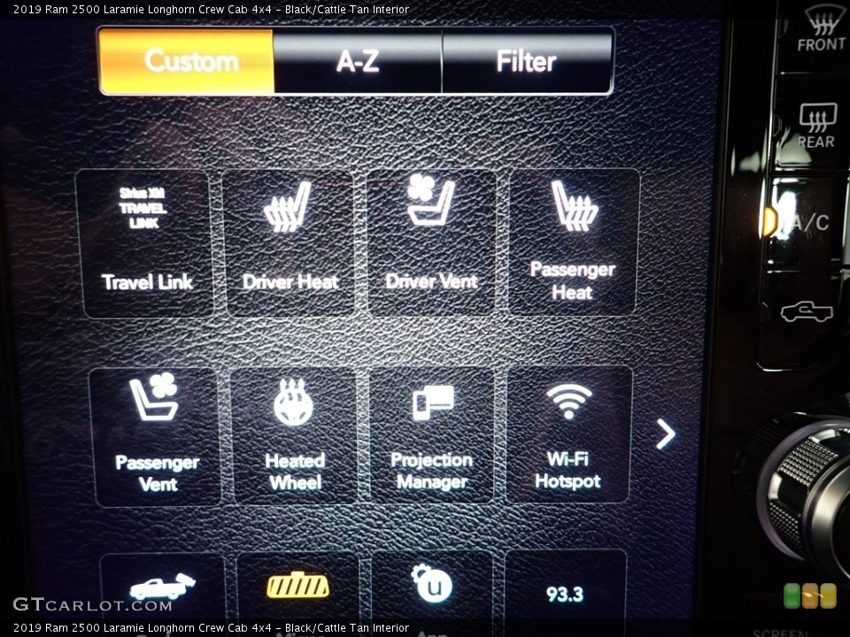 Black/Cattle Tan Interior Controls for the 2019 Ram 2500 Laramie Longhorn Crew Cab 4x4 #145083711