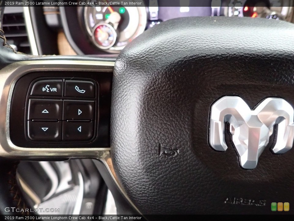 Black/Cattle Tan Interior Steering Wheel for the 2019 Ram 2500 Laramie Longhorn Crew Cab 4x4 #145083957