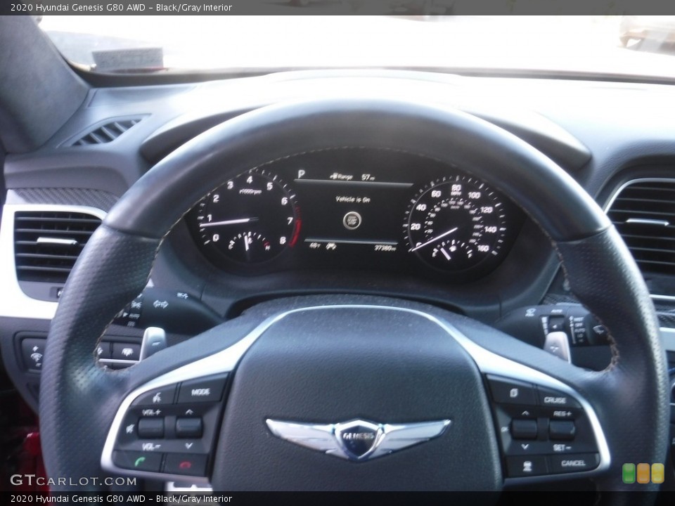 Black/Gray Interior Steering Wheel for the 2020 Hyundai Genesis G80 AWD #145090689
