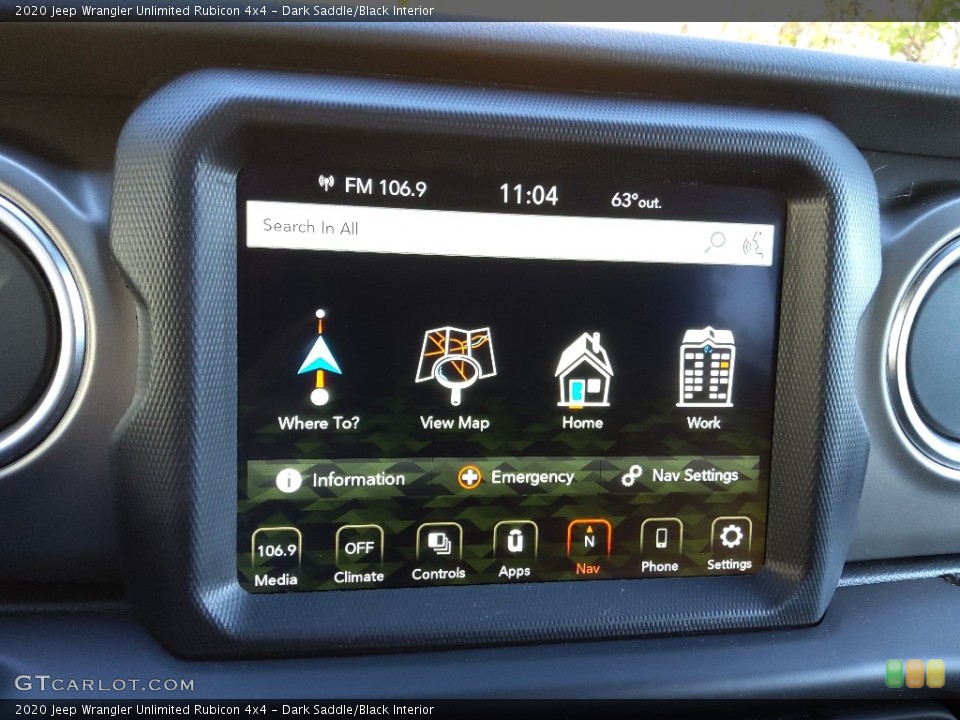 Dark Saddle/Black Interior Controls for the 2020 Jeep Wrangler Unlimited Rubicon 4x4 #145124964