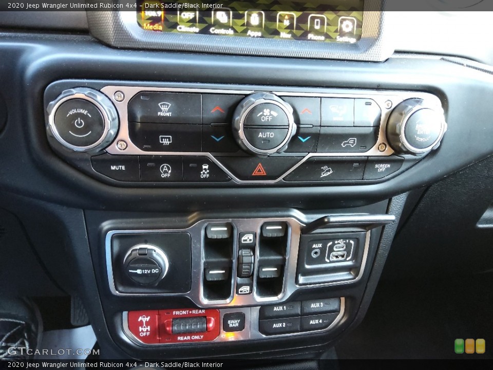 Dark Saddle/Black Interior Controls for the 2020 Jeep Wrangler Unlimited Rubicon 4x4 #145125042