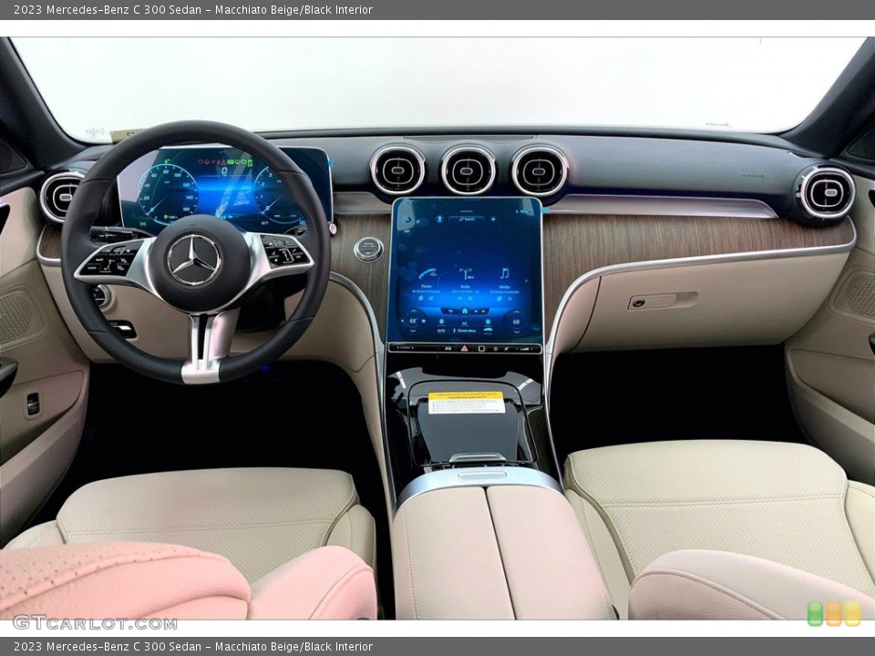 Macchiato Beige/Black Interior Dashboard for the 2023 Mercedes-Benz C 300 Sedan #145177901