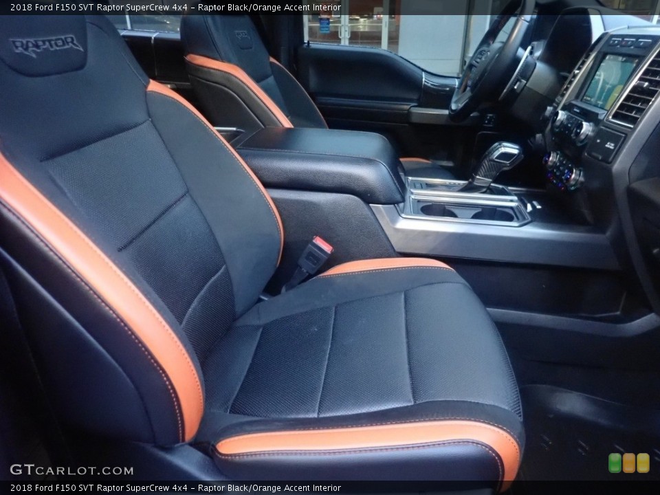 Raptor Black/Orange Accent Interior Front Seat for the 2018 Ford F150 SVT Raptor SuperCrew 4x4 #145194220