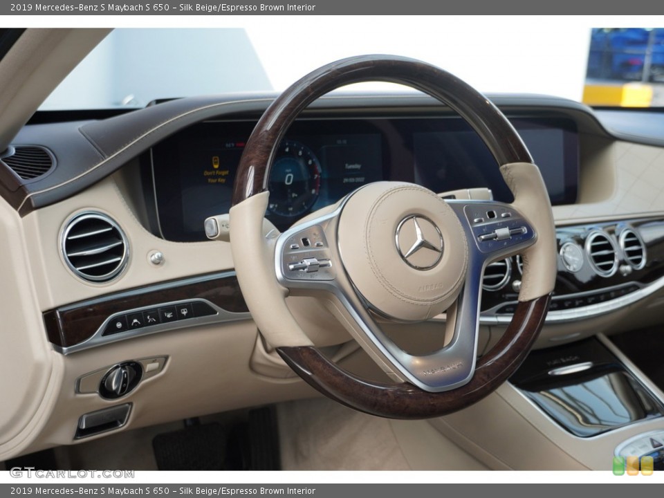 Silk Beige/Espresso Brown Interior Steering Wheel for the 2019 Mercedes-Benz S Maybach S 650 #145195594