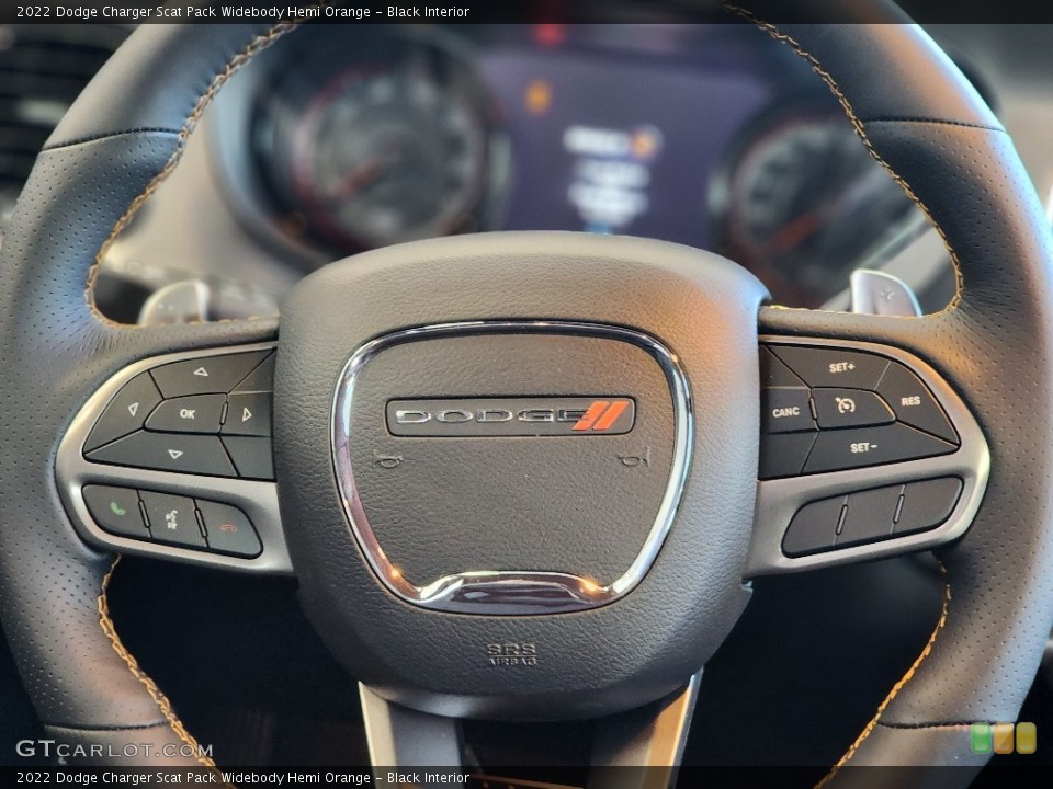 Black Interior Steering Wheel for the 2022 Dodge Charger Scat Pack Widebody Hemi Orange #145202249