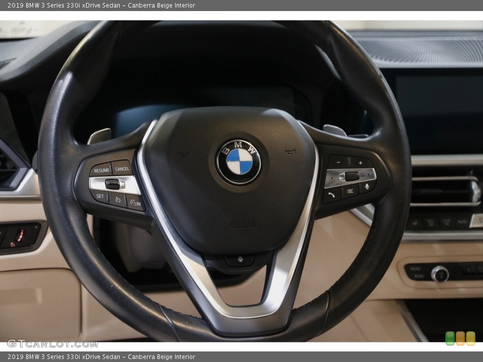 Canberra Beige Interior Steering Wheel for the 2019 BMW 3 Series 330i xDrive Sedan #145208351