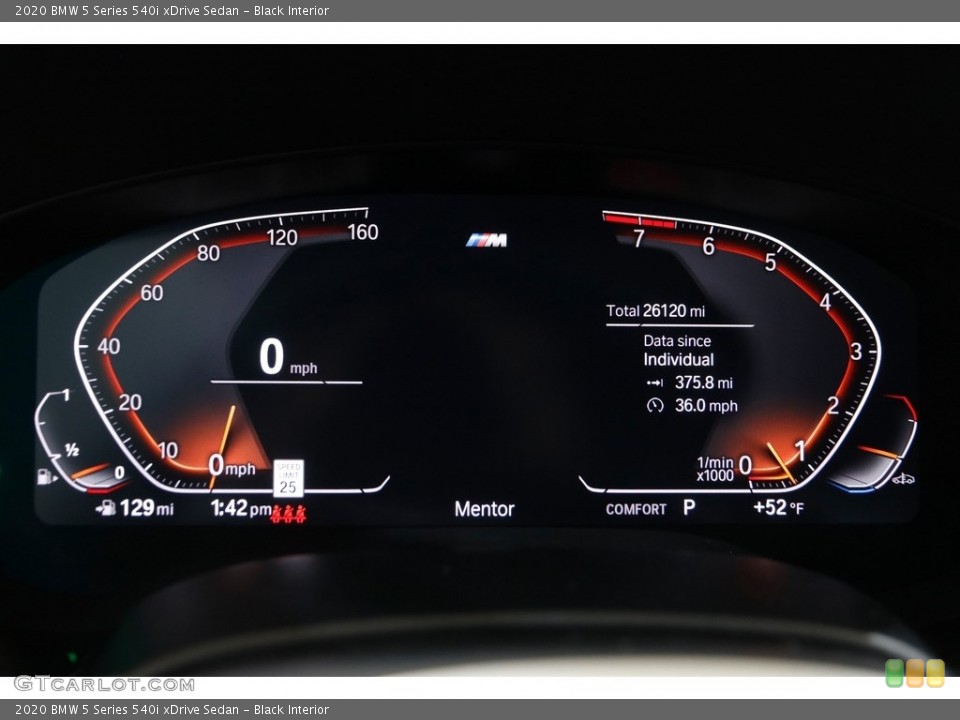Black Interior Gauges for the 2020 BMW 5 Series 540i xDrive Sedan #145220123