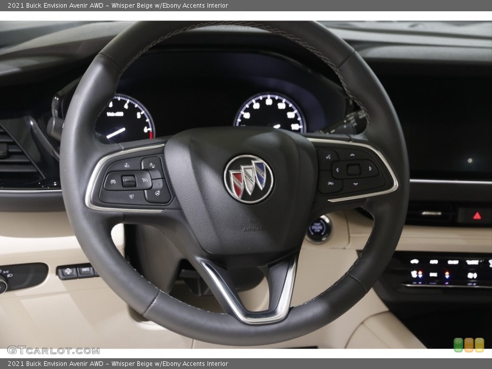 Whisper Beige w/Ebony Accents Interior Steering Wheel for the 2021 Buick Envision Avenir AWD #145233542