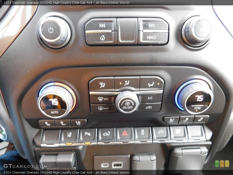Jet Black/Umber Interior Controls for the 2023 Chevrolet Silverado 3500HD High Country Crew Cab 4x4 #145244418
