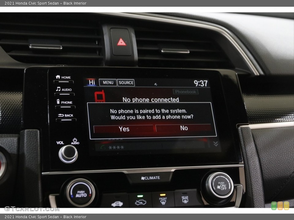 Black Interior Controls for the 2021 Honda Civic Sport Sedan #145245390