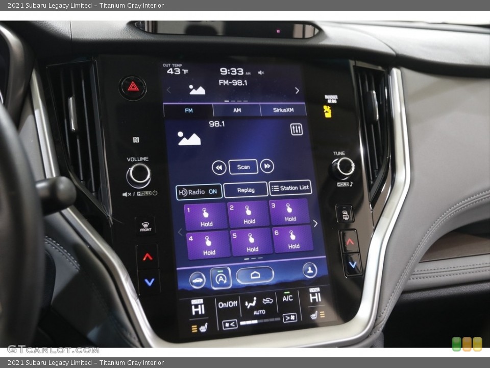 Titanium Gray Interior Controls for the 2021 Subaru Legacy Limited #145247376