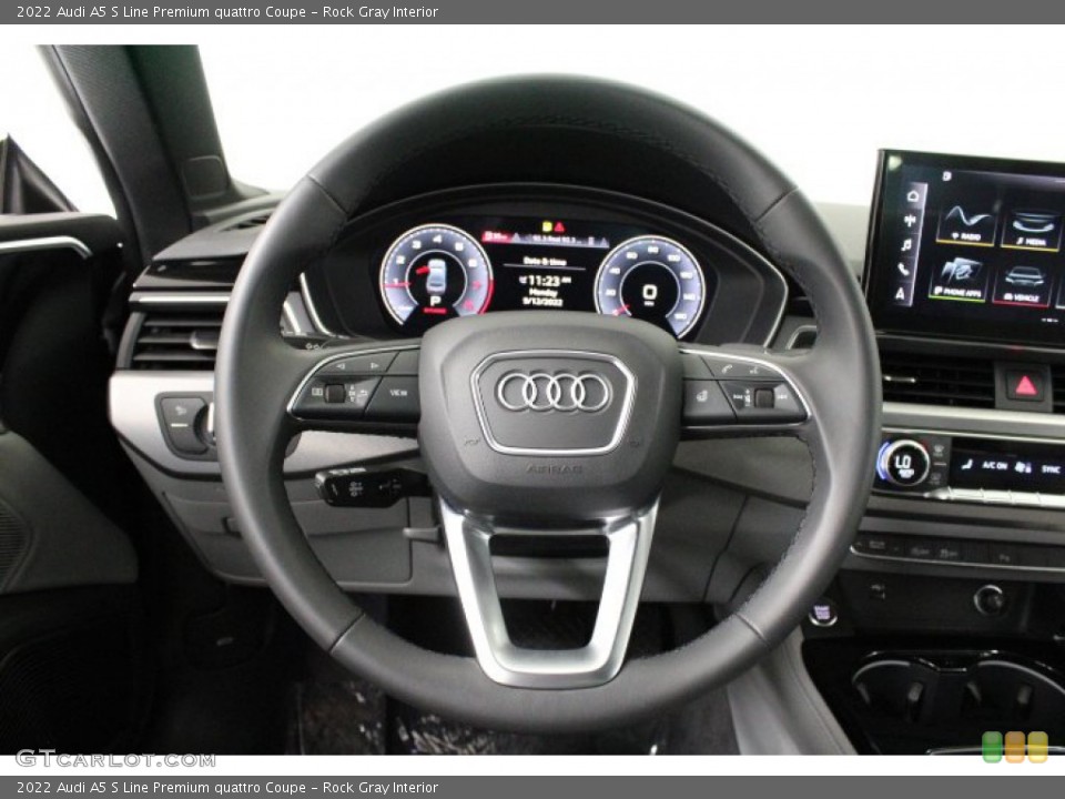 Rock Gray Interior Steering Wheel for the 2022 Audi A5 S Line Premium quattro Coupe #145257378