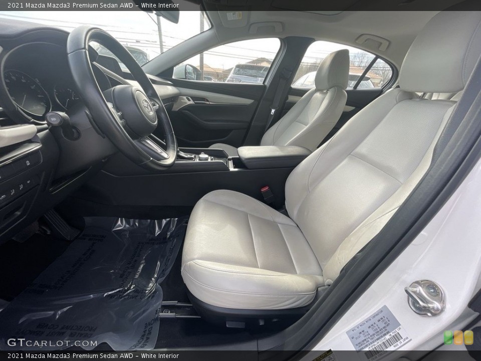 White Interior Front Seat for the 2021 Mazda Mazda3 Premium Sedan AWD #145270537