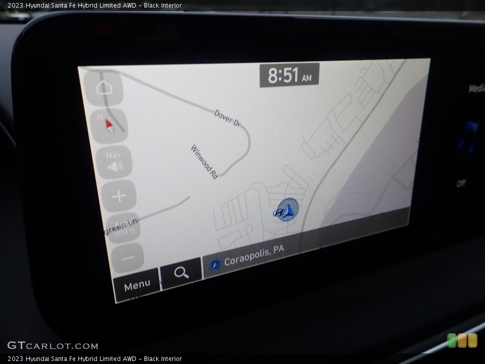 Black Interior Navigation for the 2023 Hyundai Santa Fe Hybrid Limited AWD #145286814