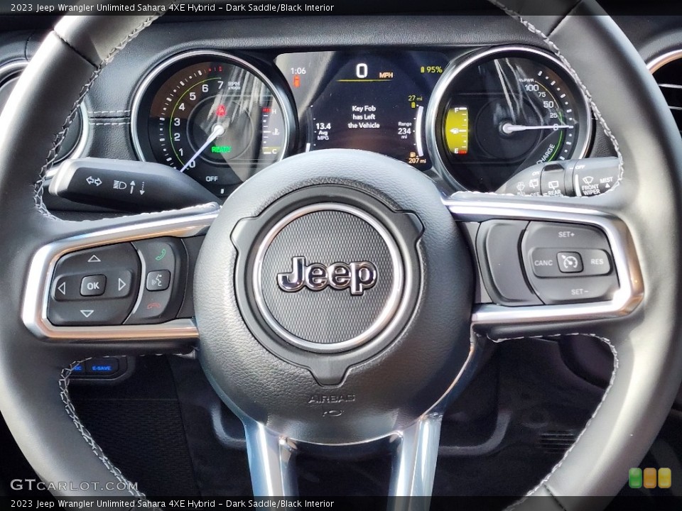 Dark Saddle/Black Interior Steering Wheel for the 2023 Jeep Wrangler Unlimited Sahara 4XE Hybrid #145287351
