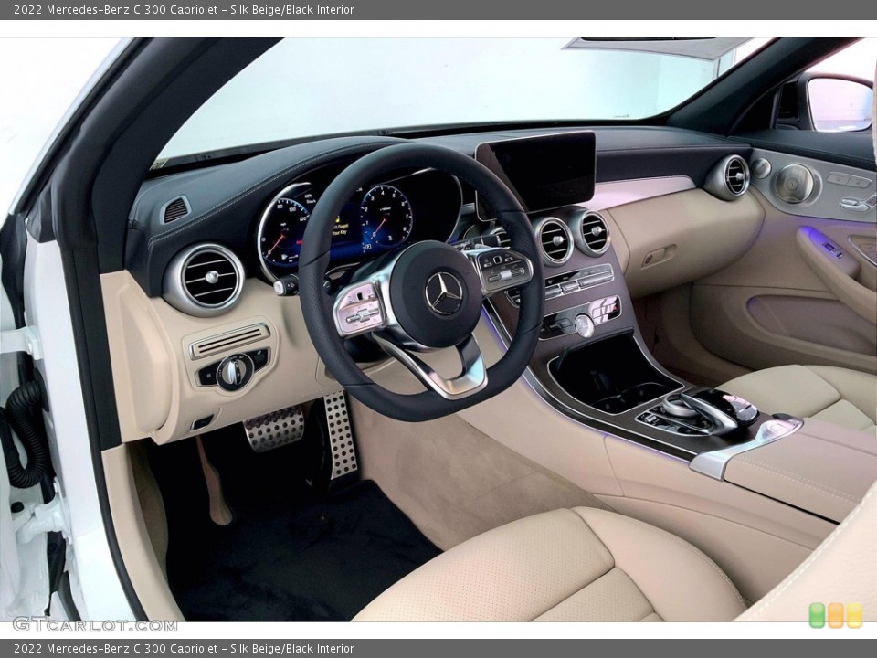 Silk Beige/Black Interior Dashboard for the 2022 Mercedes-Benz C 300 Cabriolet #145308548