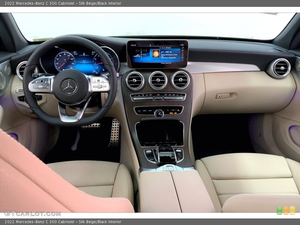 Silk Beige/Black Interior Dashboard for the 2022 Mercedes-Benz C 300 Cabriolet #145308596