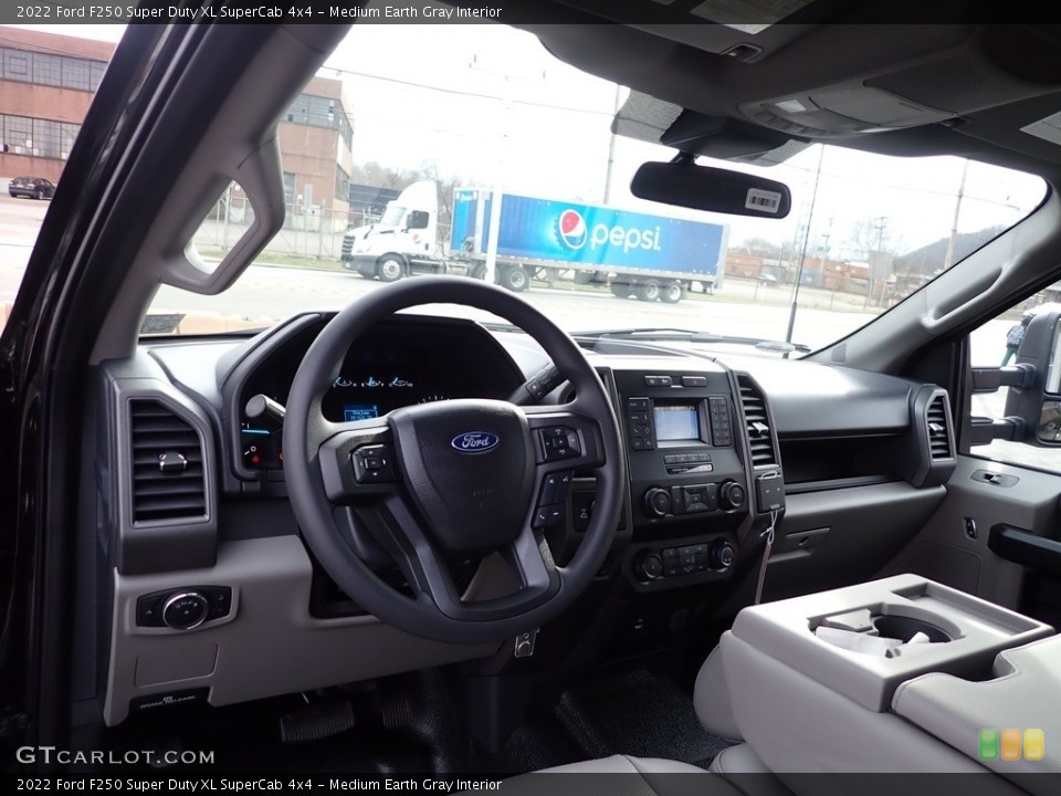 Medium Earth Gray Interior Dashboard for the 2022 Ford F250 Super Duty XL SuperCab 4x4 #145317594