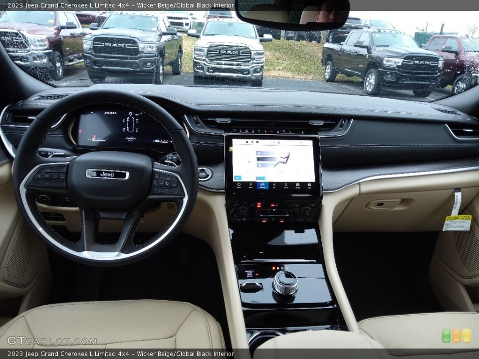 Wicker Beige/Global Black Interior Dashboard for the 2023 Jeep Grand Cherokee L Limited 4x4 #145319166