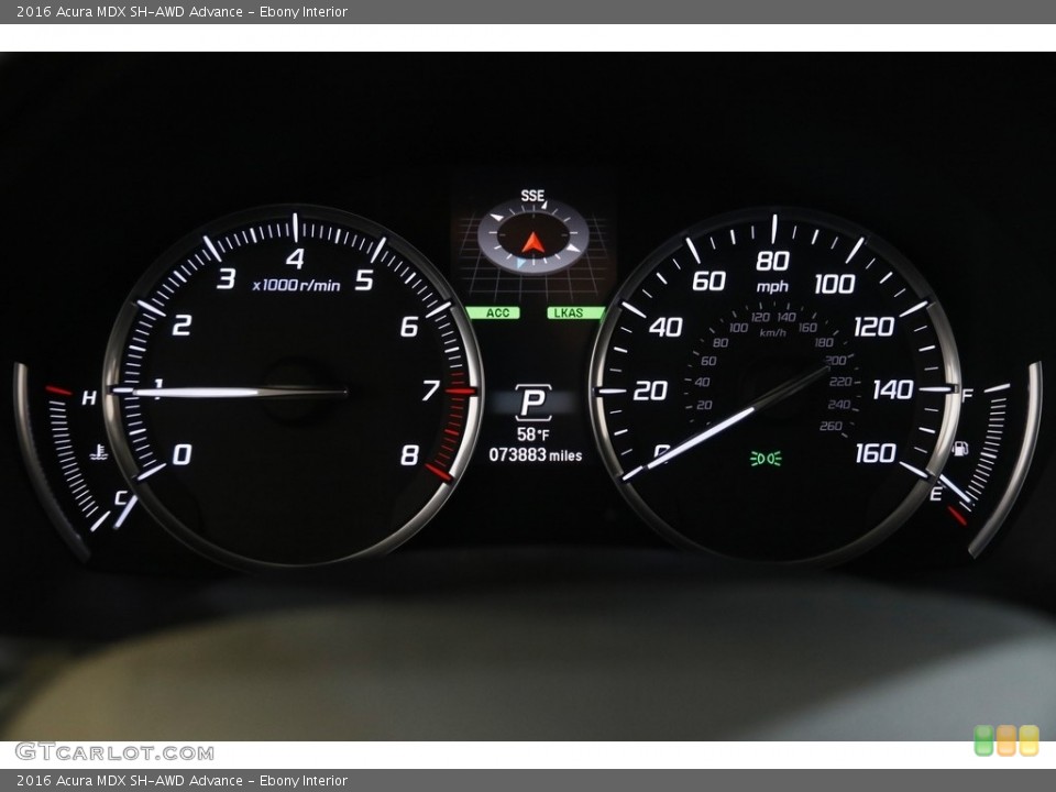 Ebony Interior Gauges for the 2016 Acura MDX SH-AWD Advance #145323316