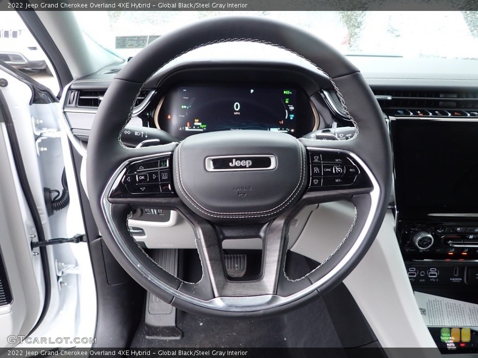 Global Black/Steel Gray Interior Steering Wheel for the 2022 Jeep Grand Cherokee Overland 4XE Hybrid #145337823