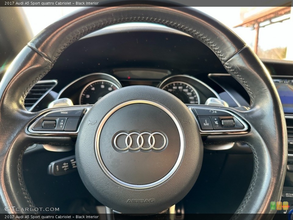 Black Interior Steering Wheel for the 2017 Audi A5 Sport quattro Cabriolet #145337853
