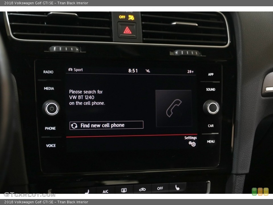 Titan Black Interior Controls for the 2018 Volkswagen Golf GTI SE #145352509